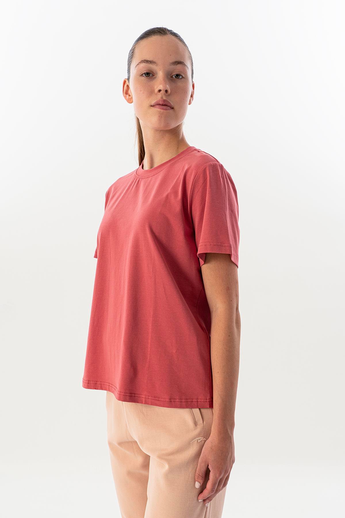 Maraton New Basic Kadın Bisiklet Yaka  Kısa Kol Gül Kurusu T-shirt 23937