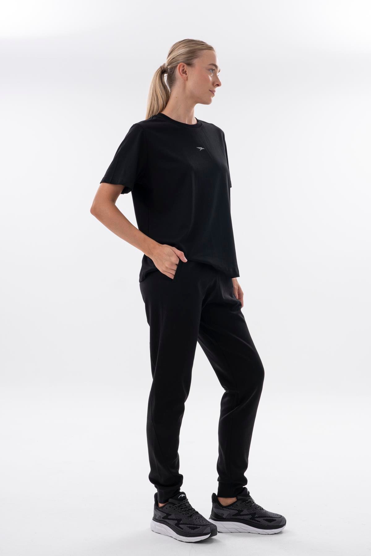 Maraton New Basic Kadın Bisiklet Yaka  Siyah- T-shirt