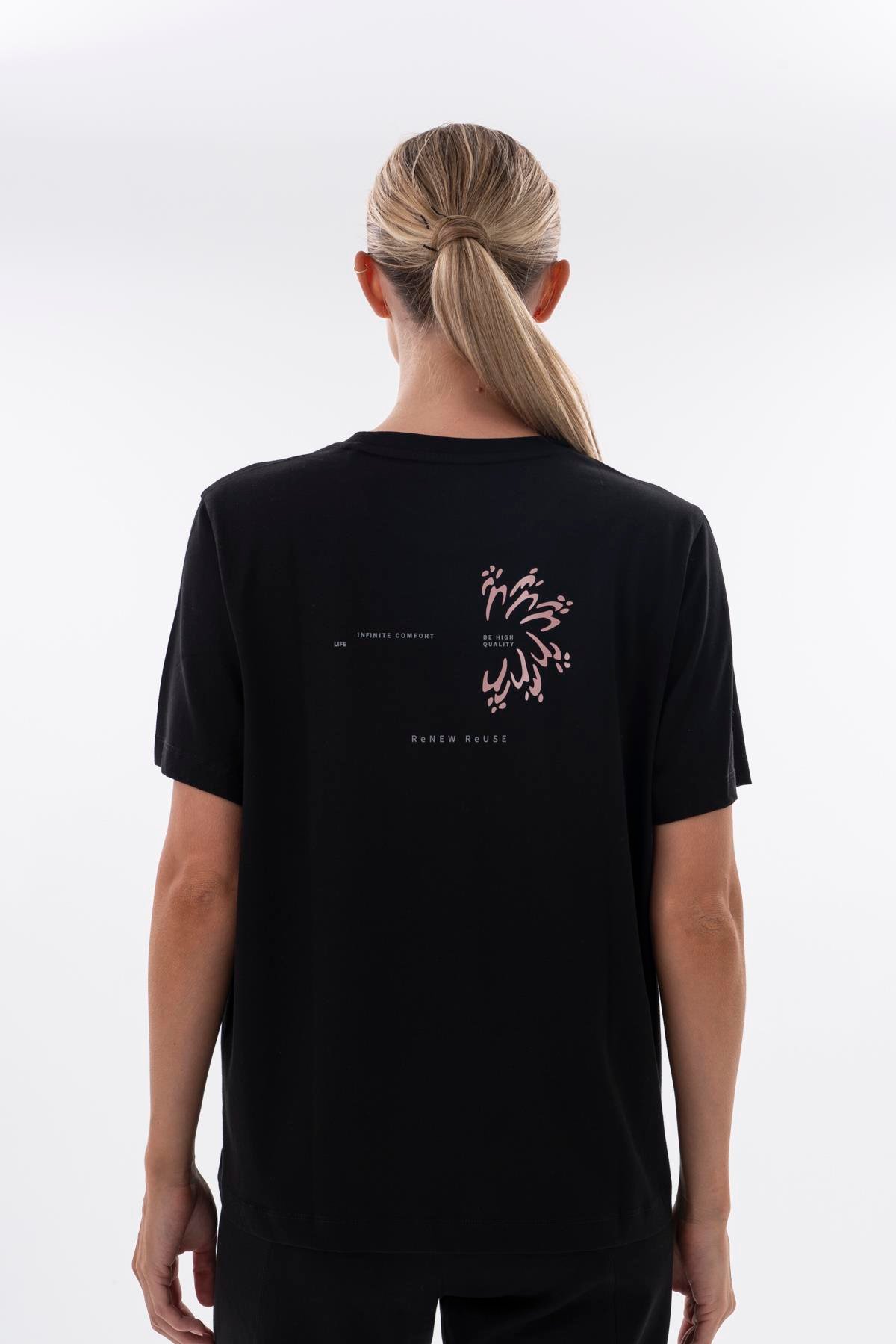 Maraton New Basic Kadın Bisiklet Yaka  Siyah- T-shirt