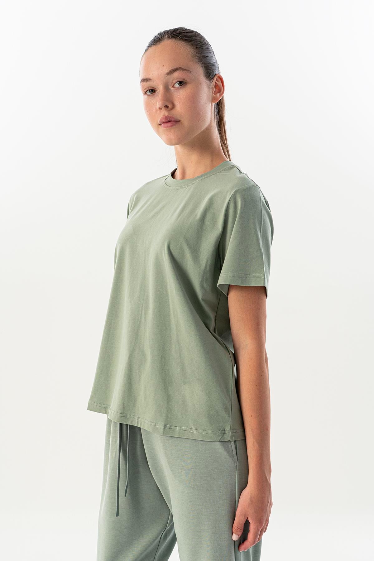 Maraton New Basic Kadın Bisiklet Yaka  Kısa Kol Açık Yeşil T-shirt 23937