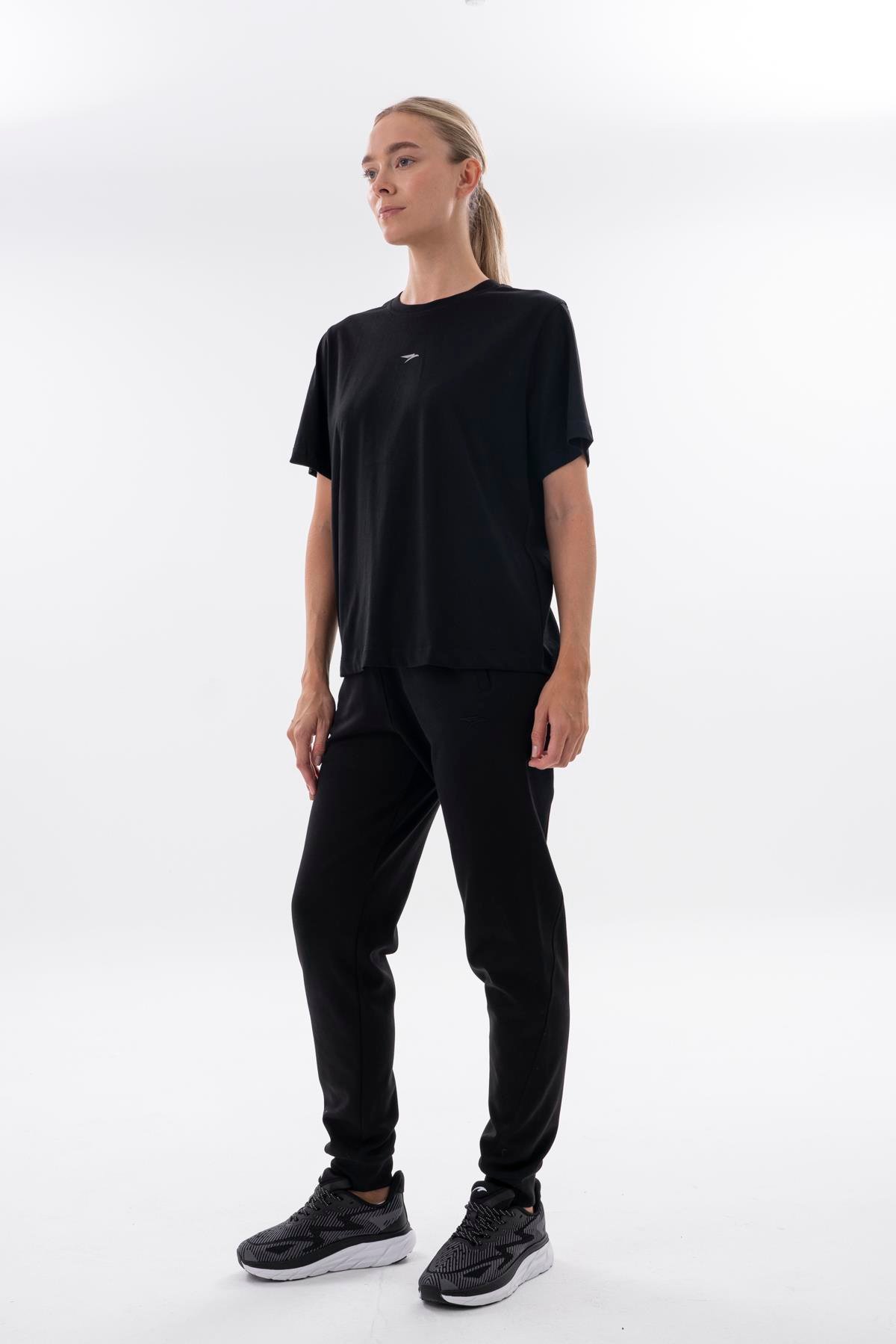 Maraton New Basic Kadın Bisiklet Yaka  Siyah- T-shirt
