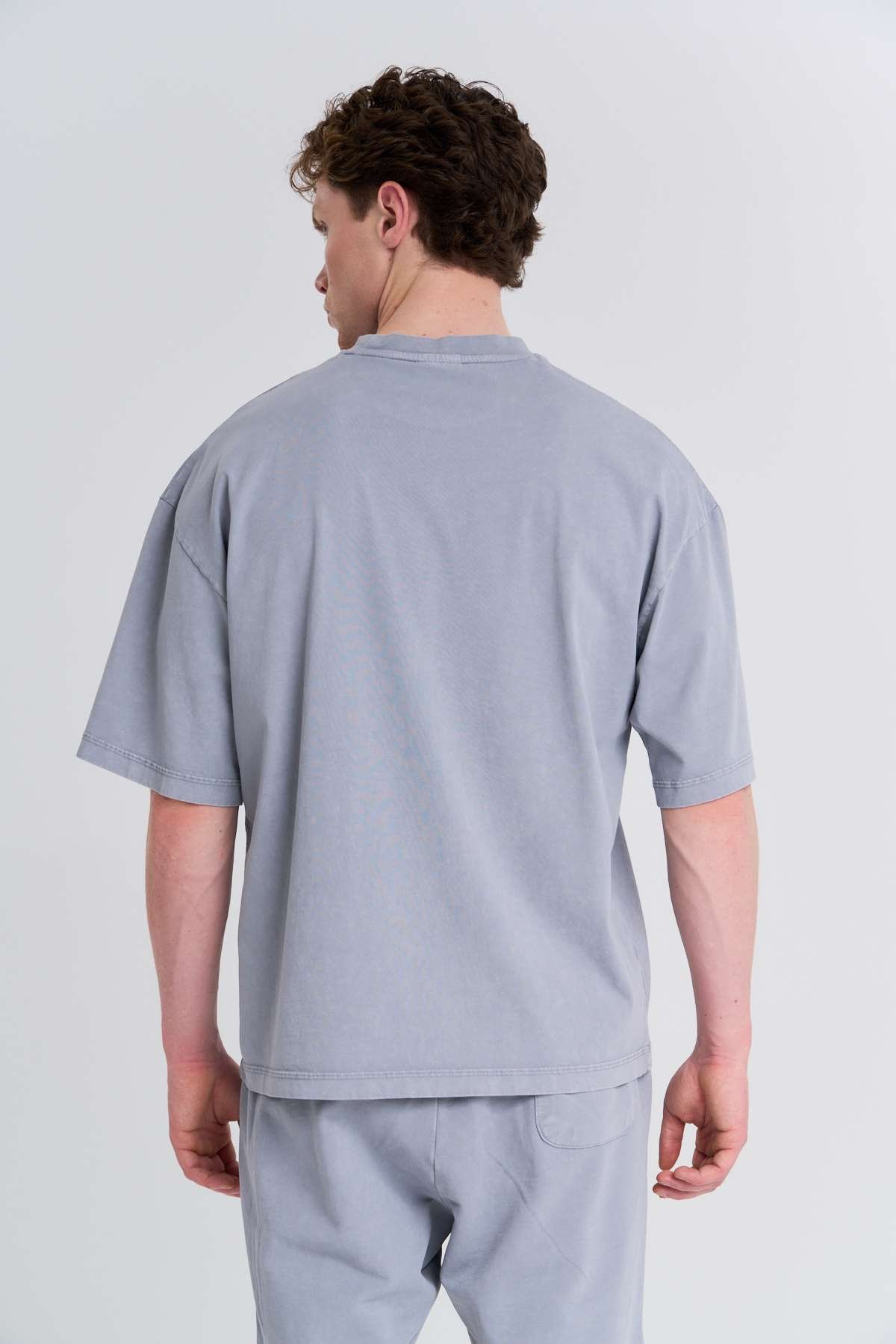 Maraton Oversize Erkek Bisiklet Yaka  Gri- T-shirt
