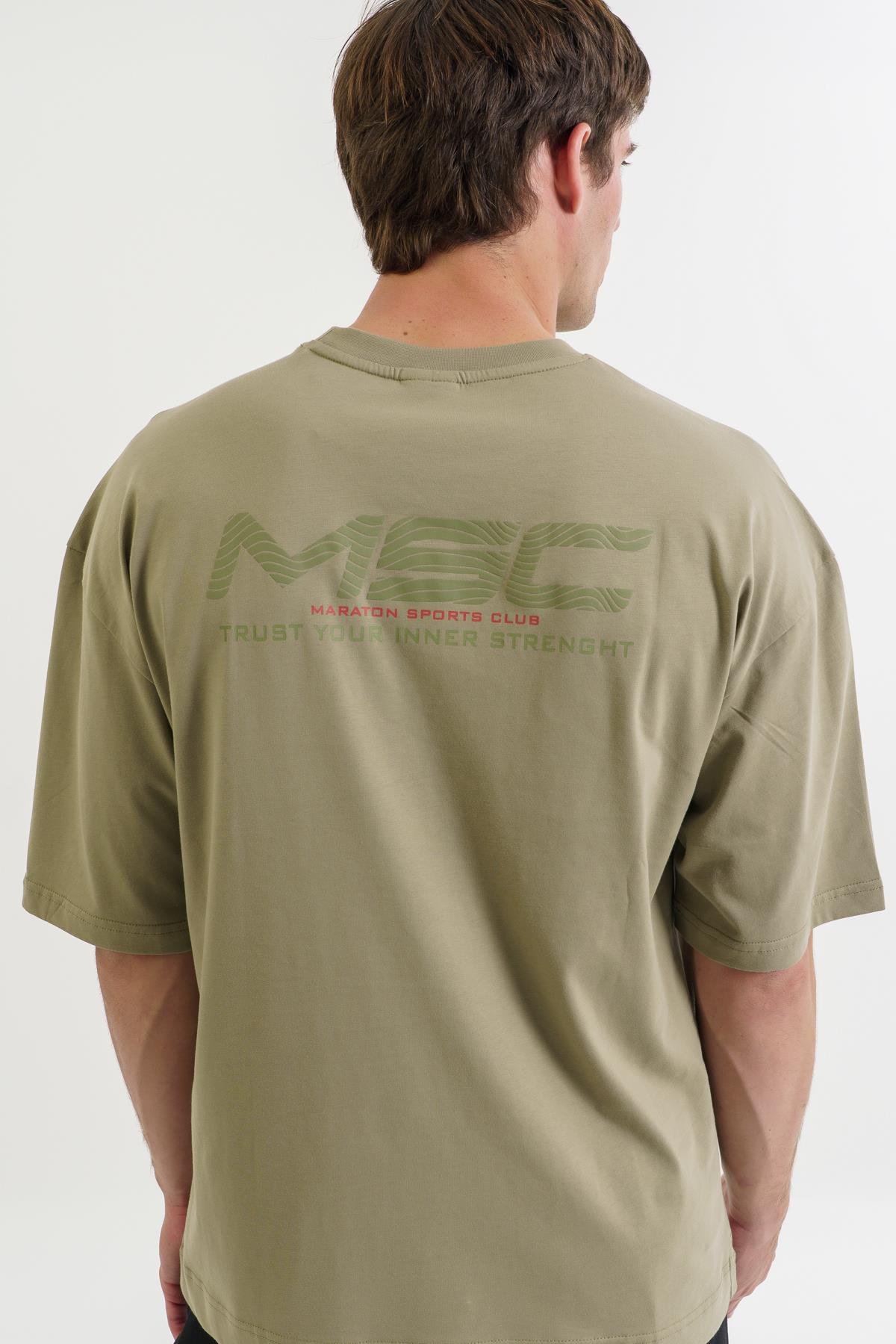 Maraton Oversize Erkek Bisiklet Yaka  Kısa Kol  T-shirt