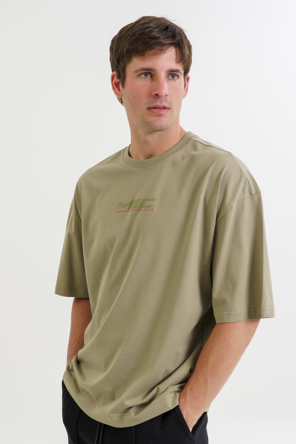 Maraton Oversize Erkek Bisiklet Yaka  Kısa Kol  T-shirt