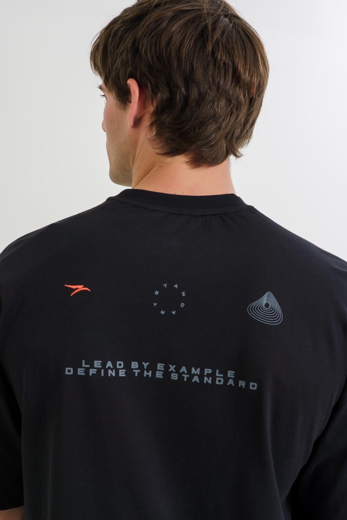 Maraton Oversize Erkek Bisiklet Yaka  Kısa Kol Siyah T-shirt 23894