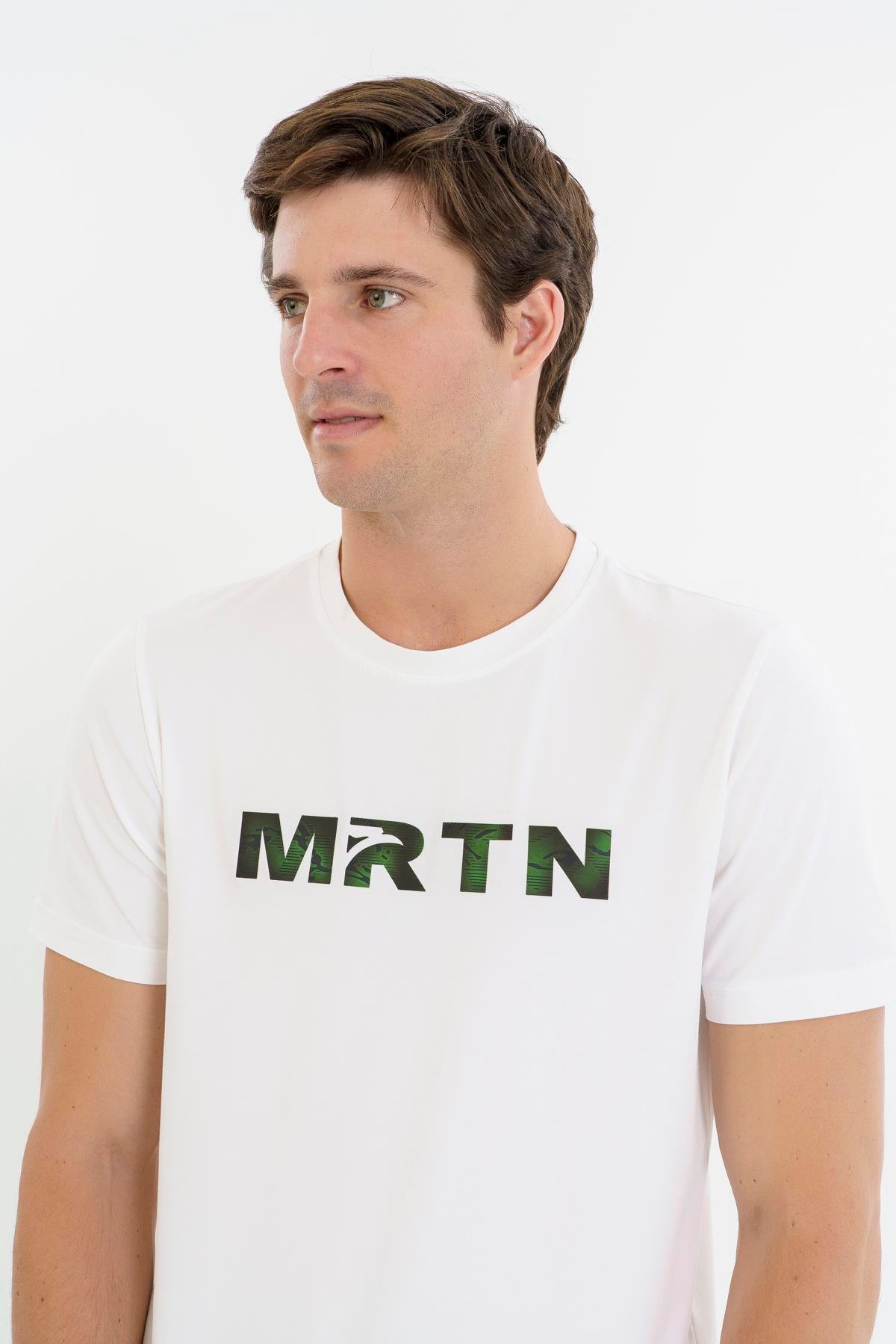 Maraton Regular Erkek Bisiklet Yaka  Beyaz T-shirt