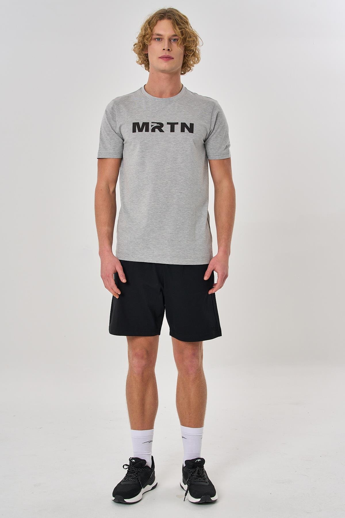 Maraton Regular Erkek Bisiklet Yaka  Gri Melanj T-shirt