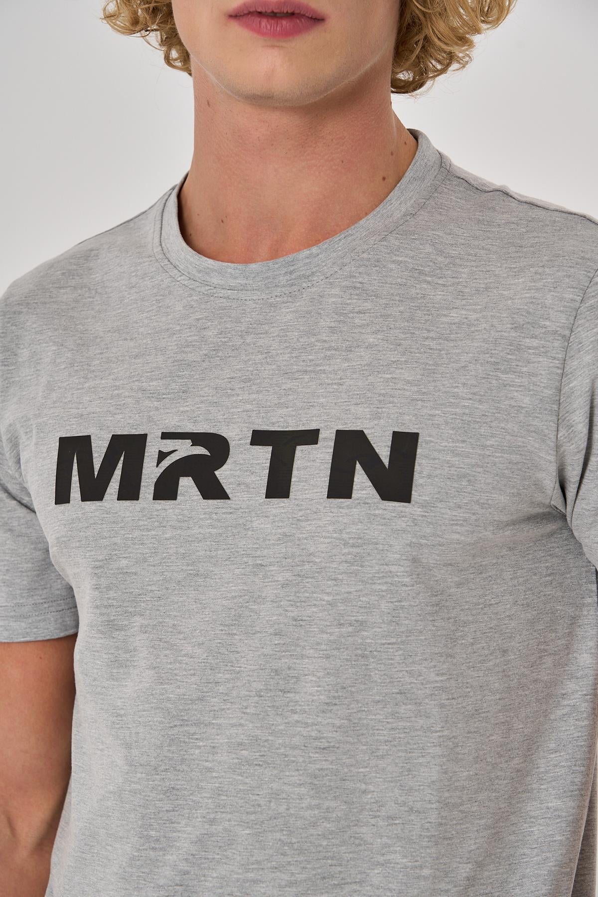 Maraton Regular Erkek Bisiklet Yaka  Gri Melanj T-shirt