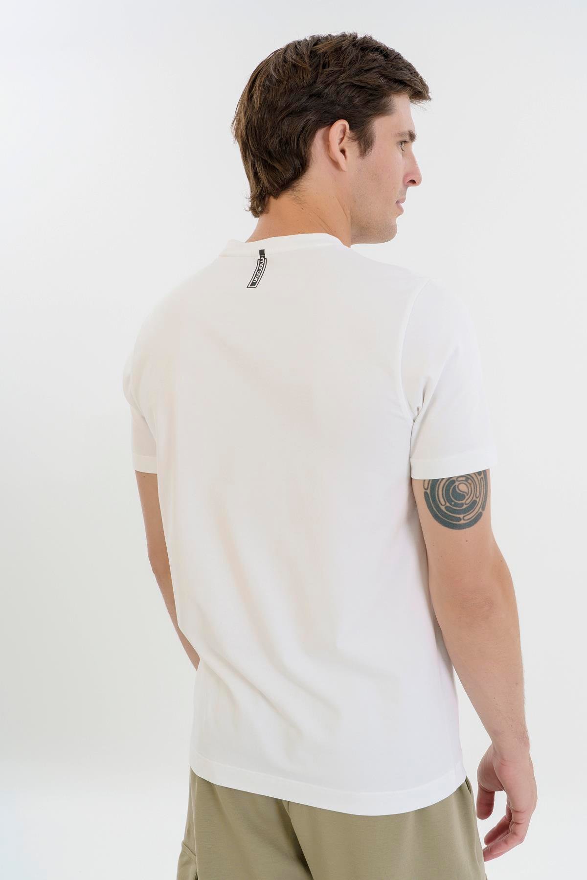 Maraton Regular Erkek Bisiklet Yaka  Kısa Kol Beyaz T-shirt 23587