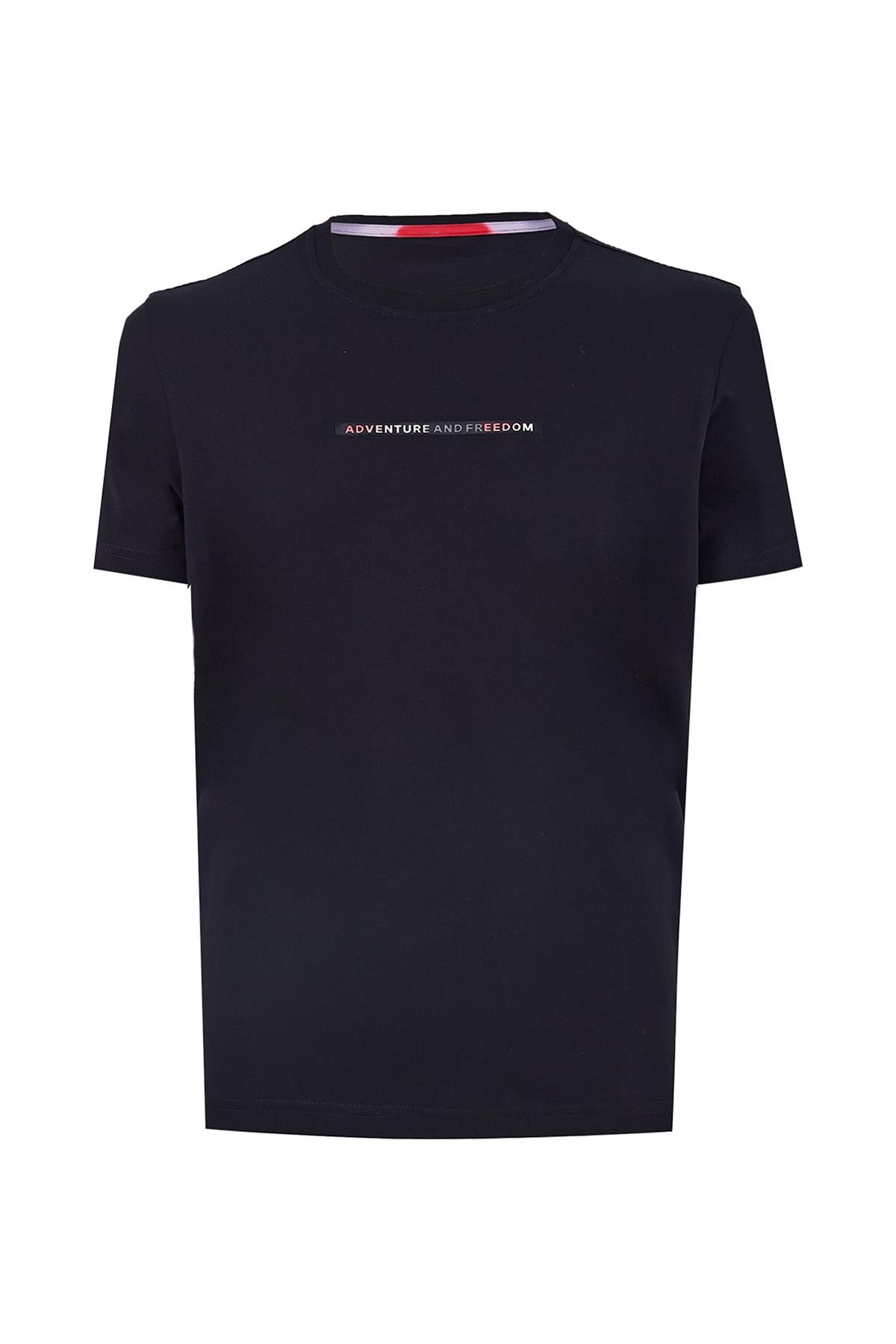 Maraton Regular Erkek Bisiklet Yaka  Kısa Kol Siyah T-shirt 23692