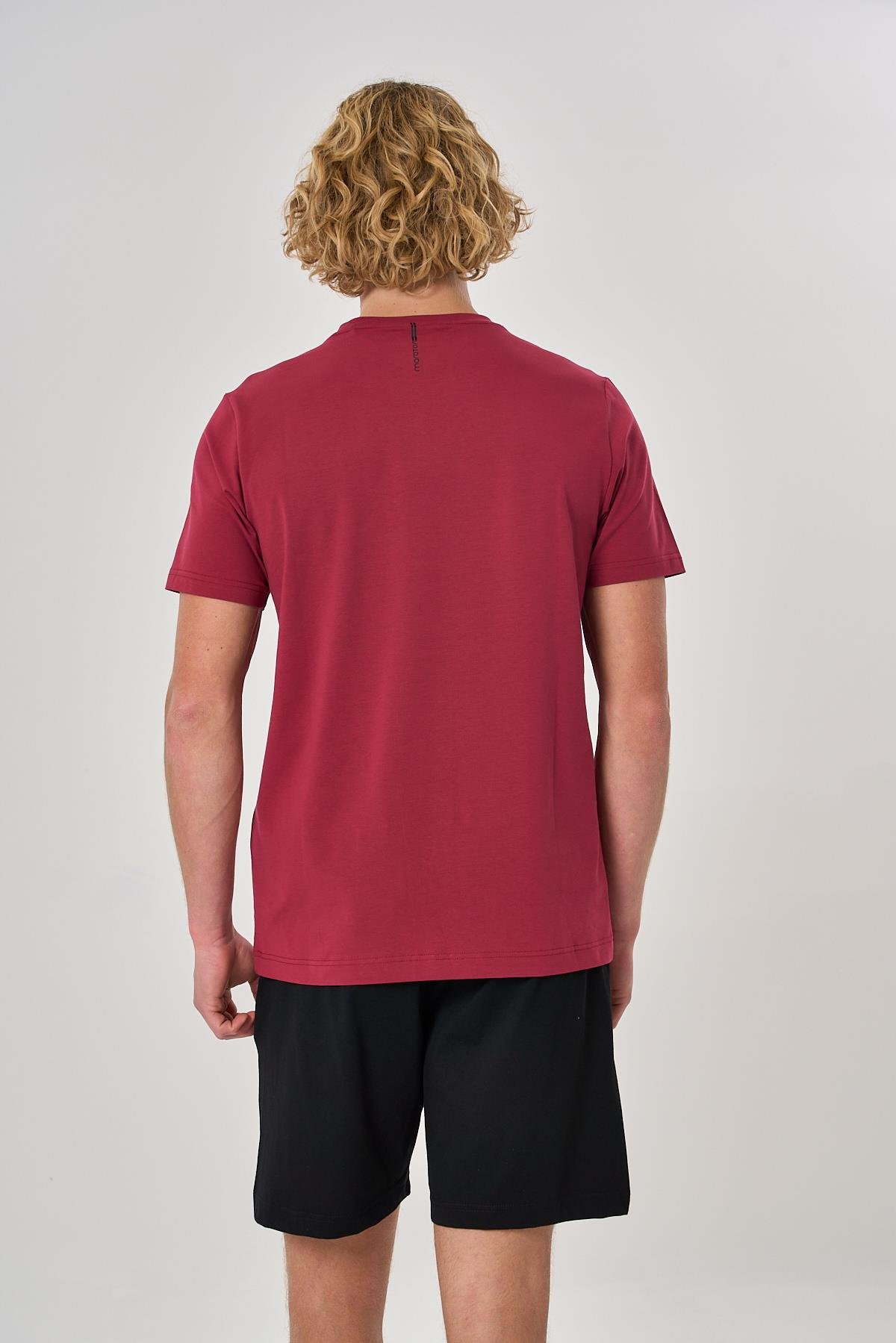 Maraton Regular Erkek Bisiklet Yaka  Koyu Kırmızı T-shirt