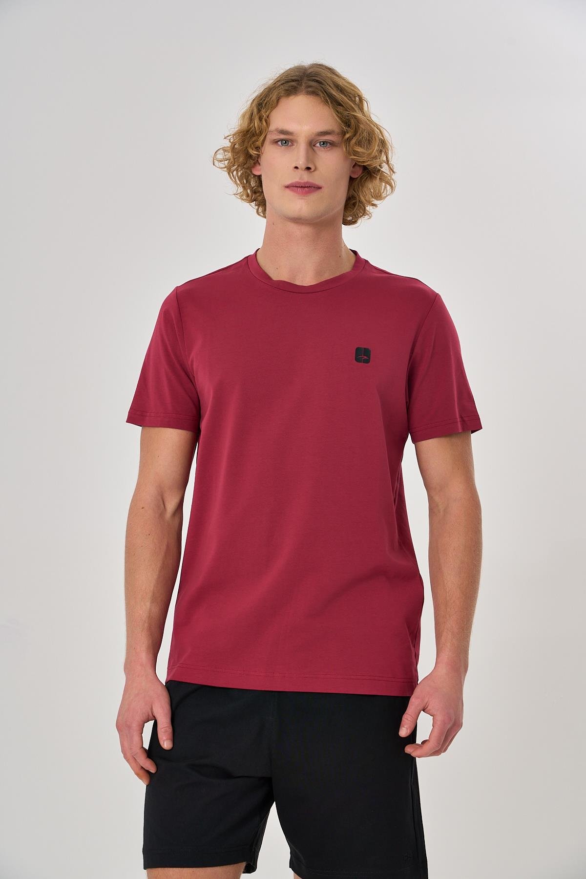 Maraton Regular Erkek Bisiklet Yaka  Koyu Kırmızı T-shirt