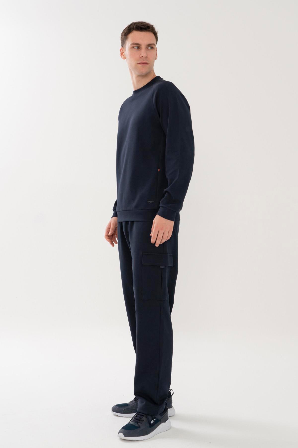 Maraton Regular Erkek Bisiklet Yaka  Lacivert- Sweatshirt