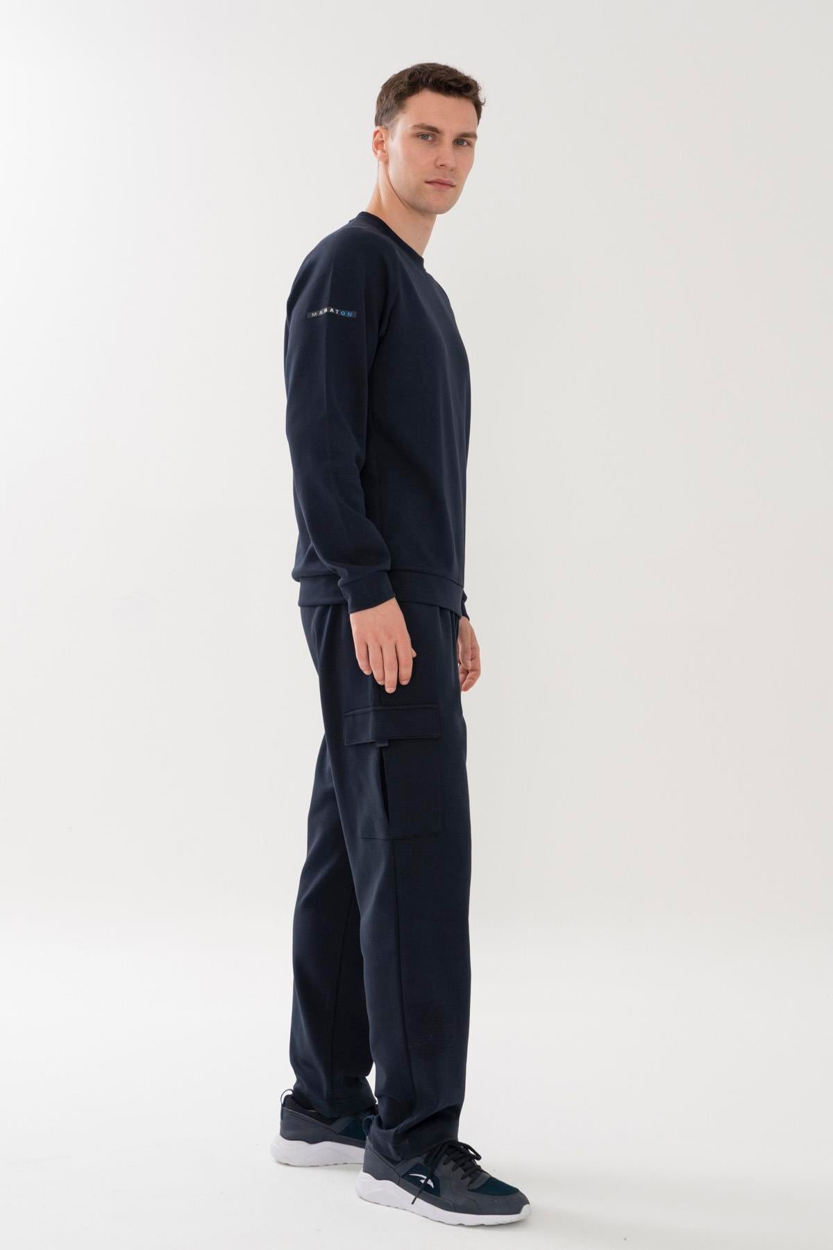 Maraton Regular Erkek Bisiklet Yaka  Lacivert- Sweatshirt