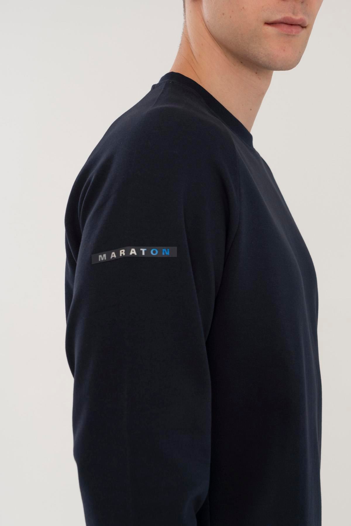 Maraton Regular Erkek Bisiklet Yaka  Lacivert- Sweatshirt
