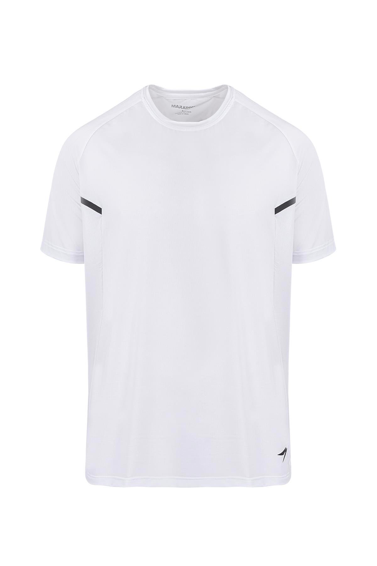 Maraton Regular Erkek Bisiklet Yaka  Reglan Kol Beyaz T-shirt T-SHIRT