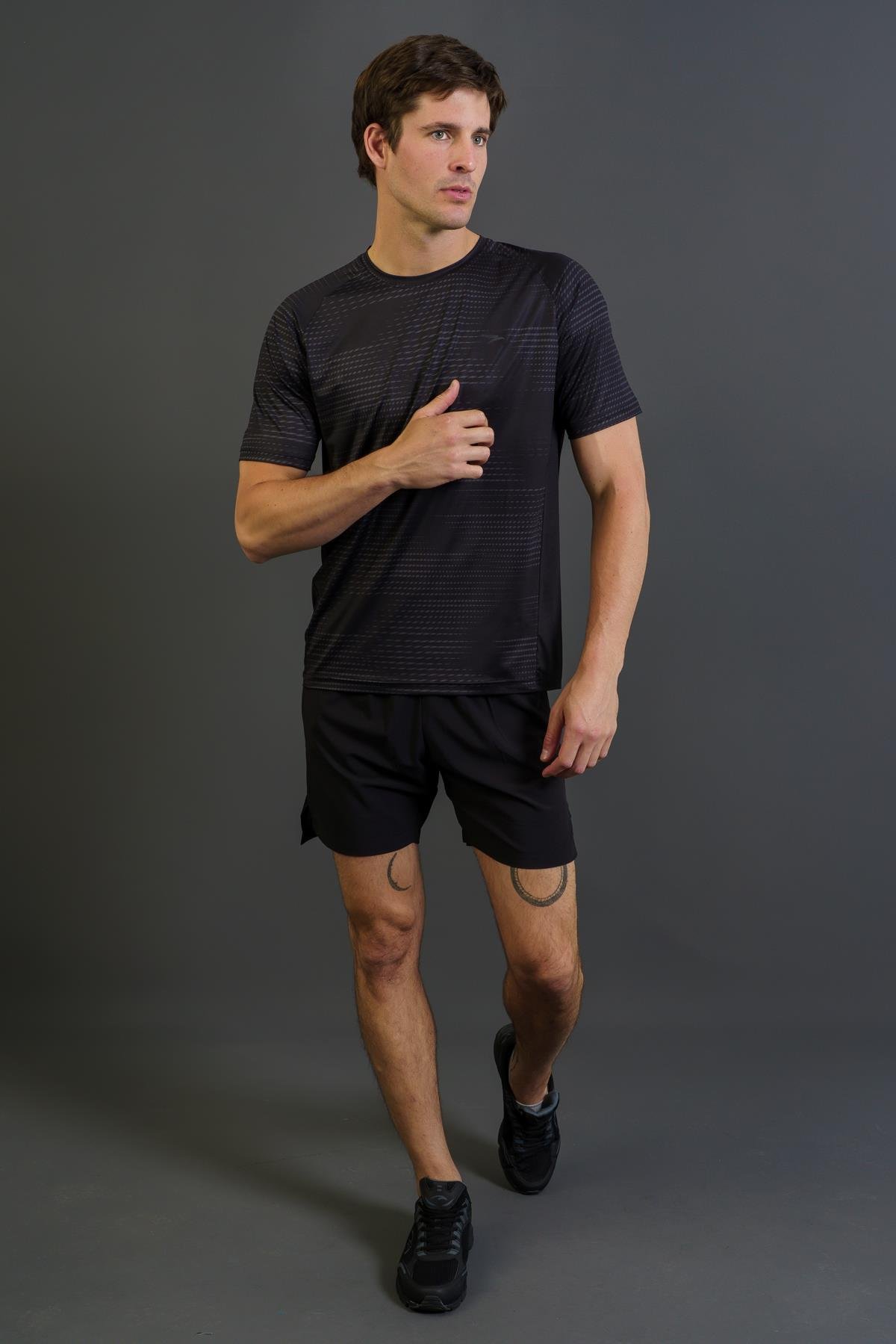 Maraton Regular Erkek Bisiklet Yaka  Reglan Kol Siyah T-shirt 23683