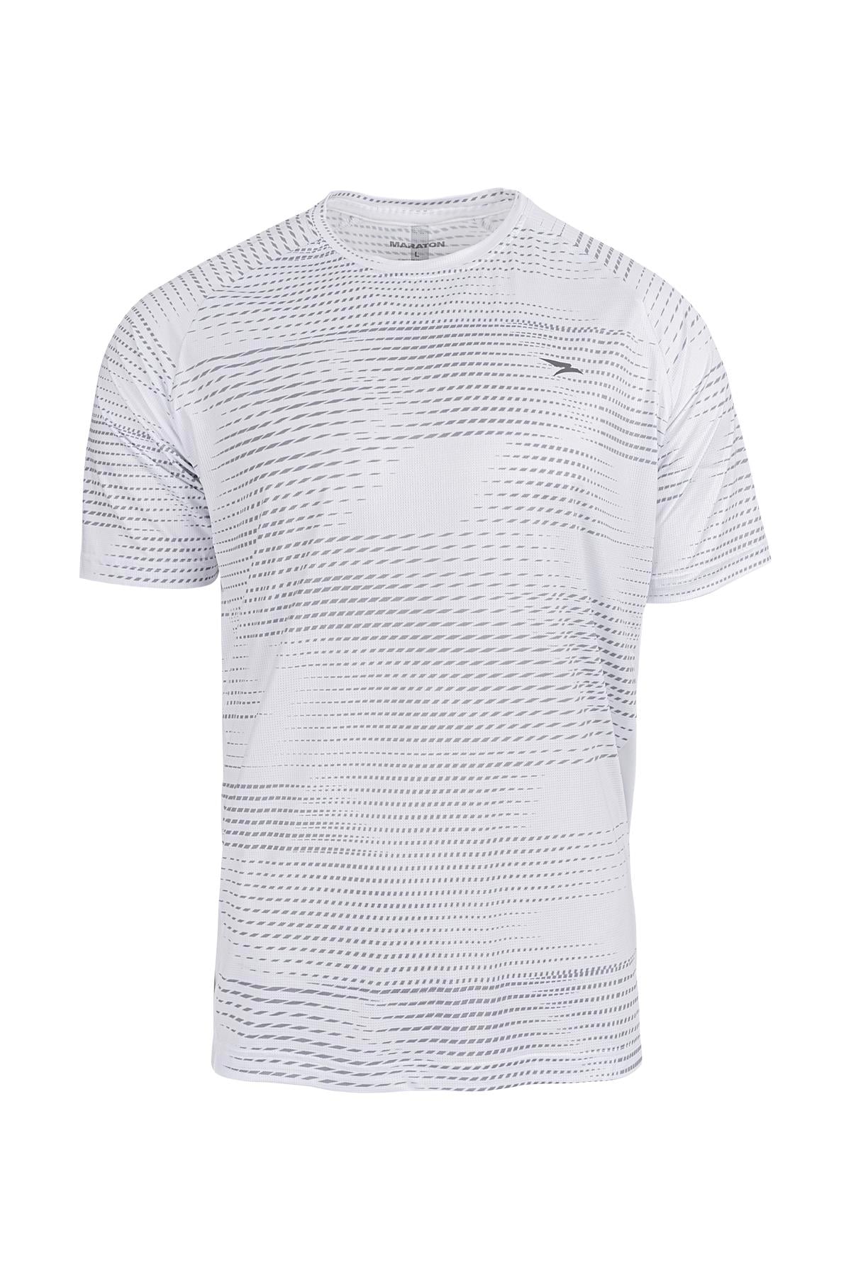 Maraton Regular Erkek Bisiklet Yaka  Reglan Kol Beyaz T-shirt 23683
