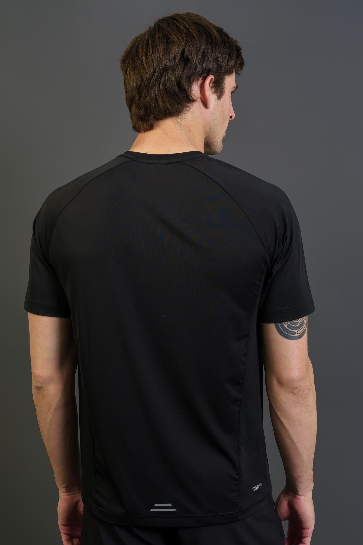 Maraton Regular Erkek Bisiklet Yaka  Reglan Kol Siyah T-shirt T-SHIRT