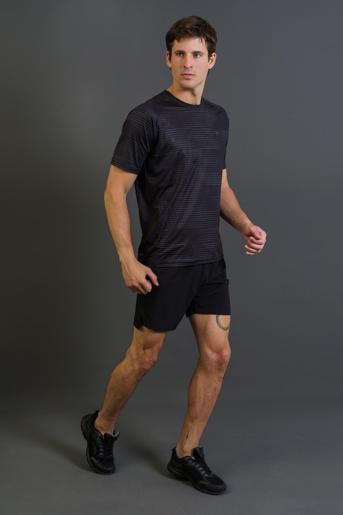 Maraton Regular Erkek Bisiklet Yaka  Reglan Kol Siyah T-shirt 23683