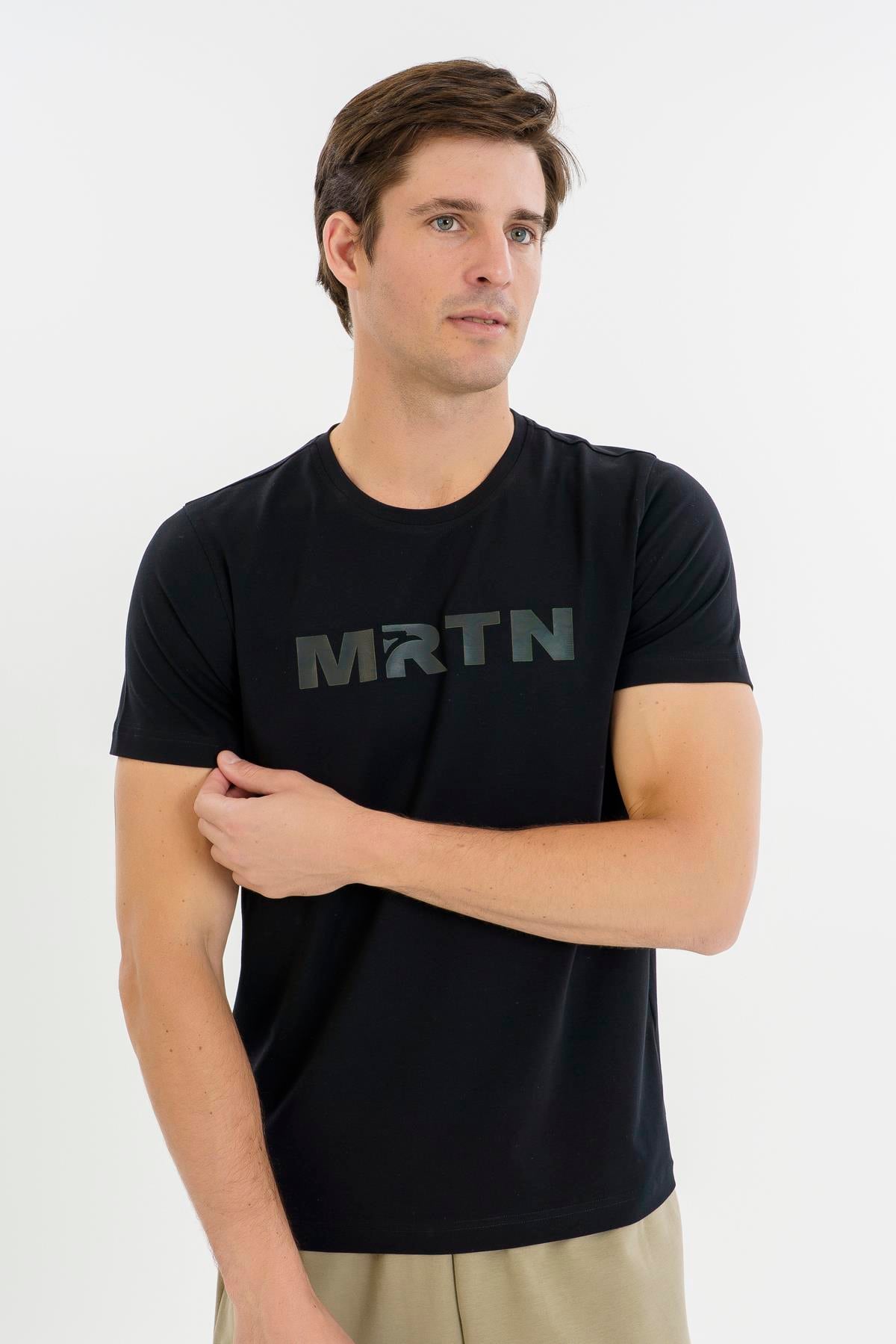 Maraton Regular Erkek Bisiklet Yaka  Siyah- T-shirt