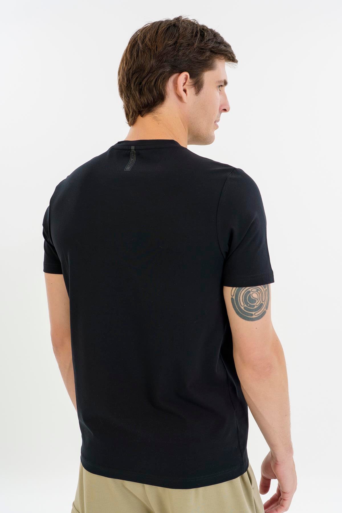 Maraton Regular Erkek Bisiklet Yaka  Siyah T-shirt
