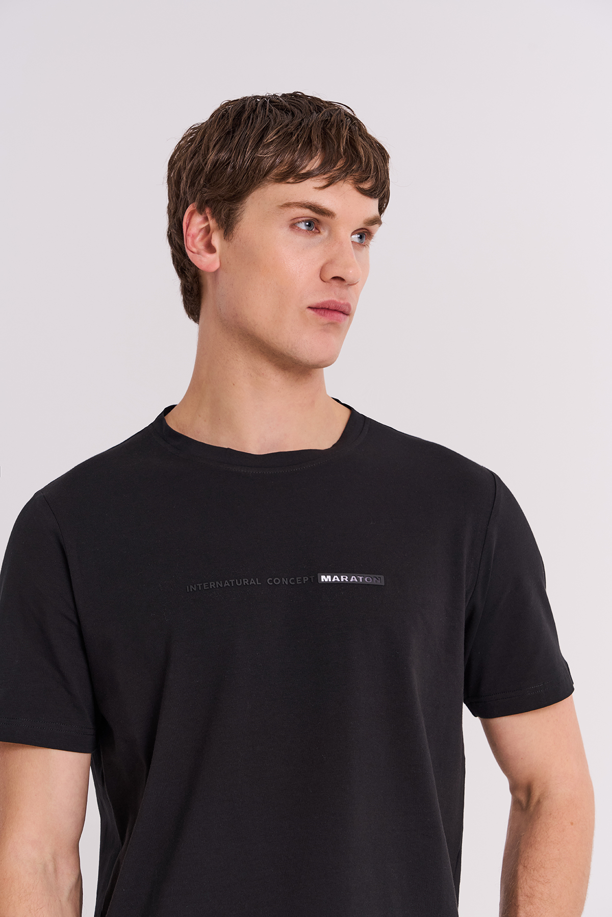 Maraton Regular Erkek Bisiklet Yaka  Siyah- T-shirt