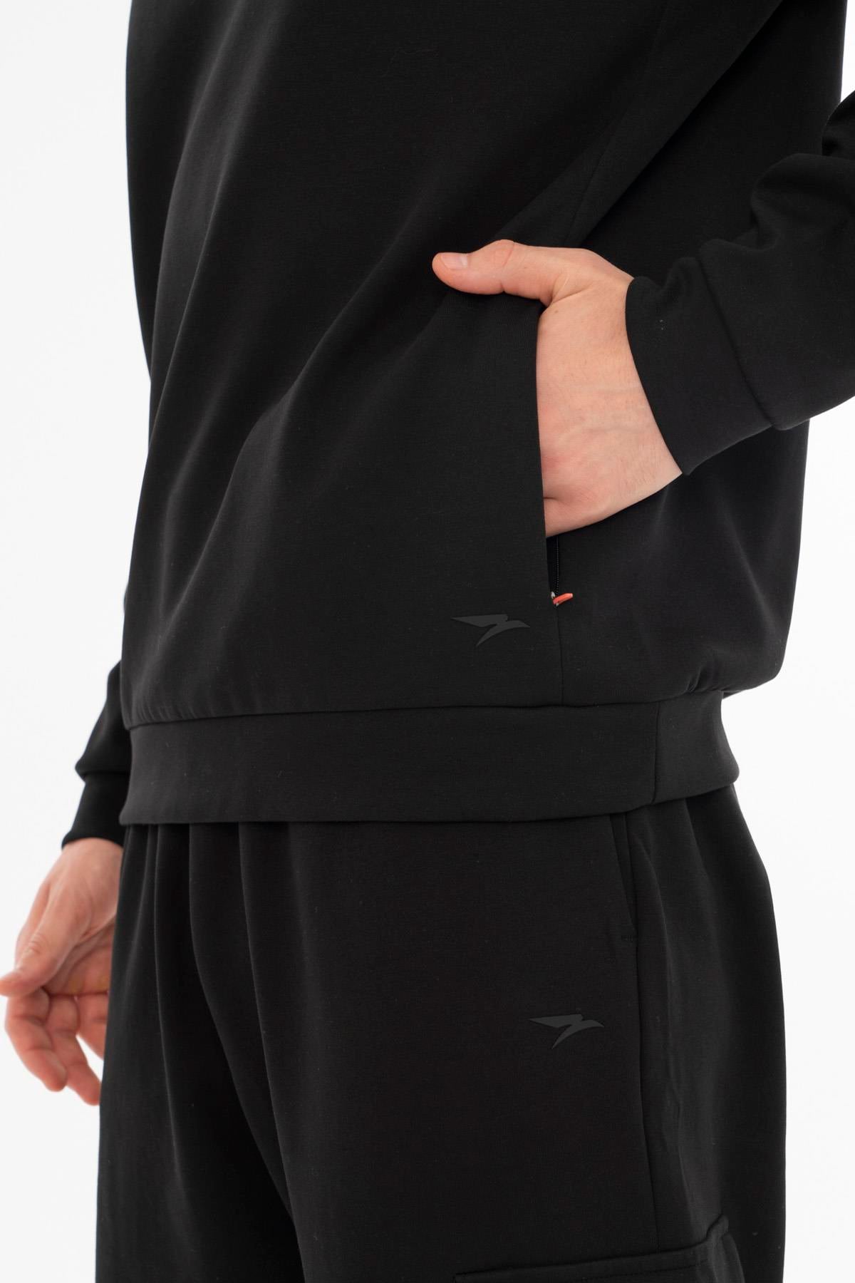 Maraton Regular Erkek Bisiklet Yaka  Siyah- Sweatshirt