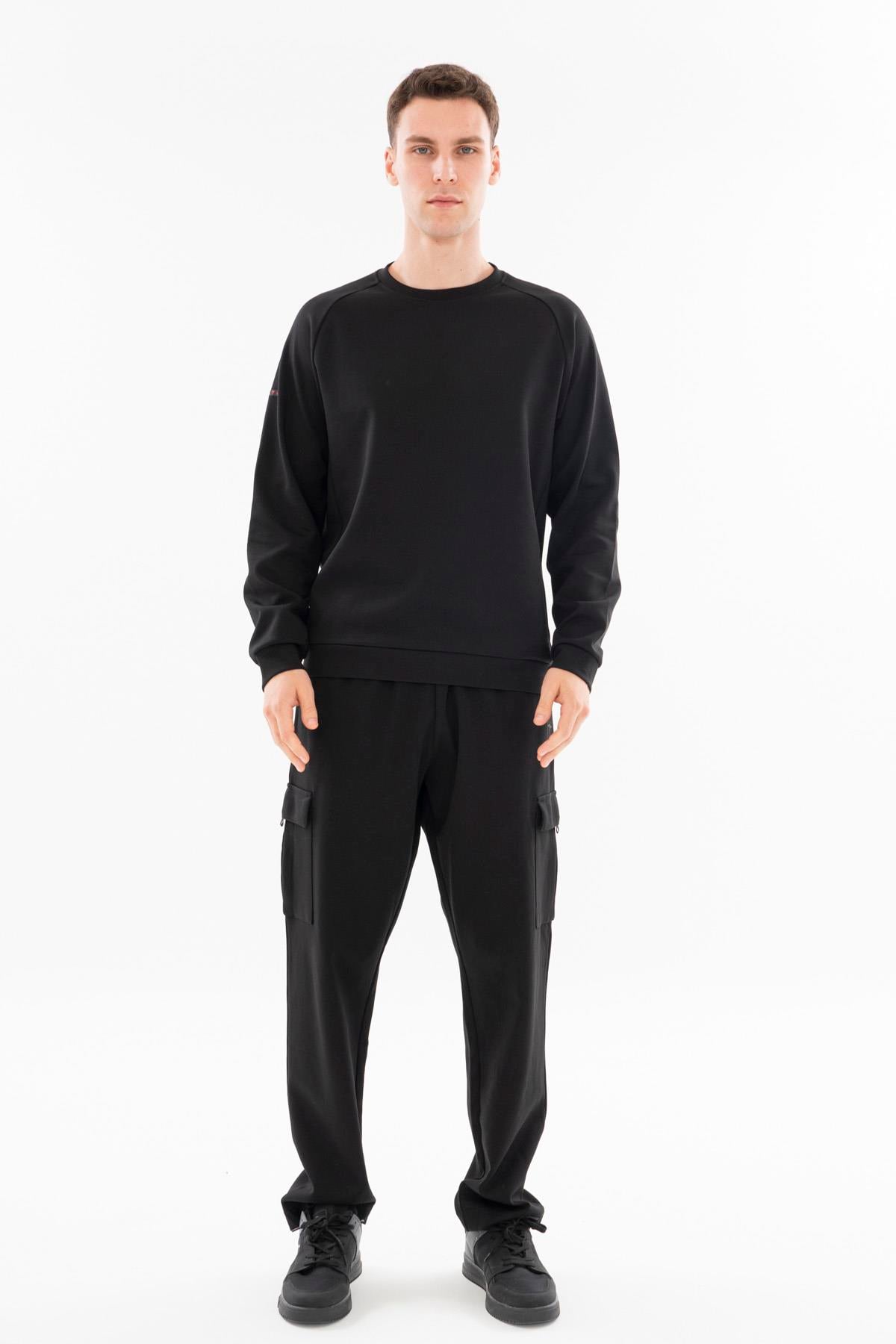 Maraton Regular Erkek Bisiklet Yaka  Siyah- Sweatshirt