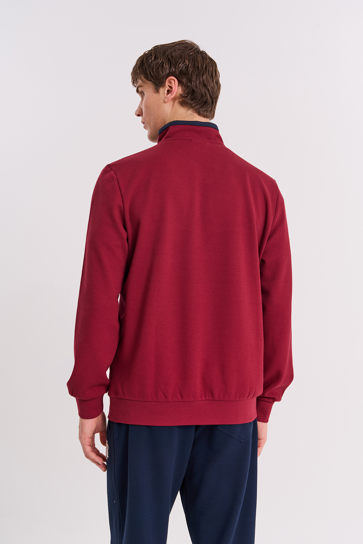 Maraton Regular Erkek Dik Yaka  Bordo- Sweatshirt