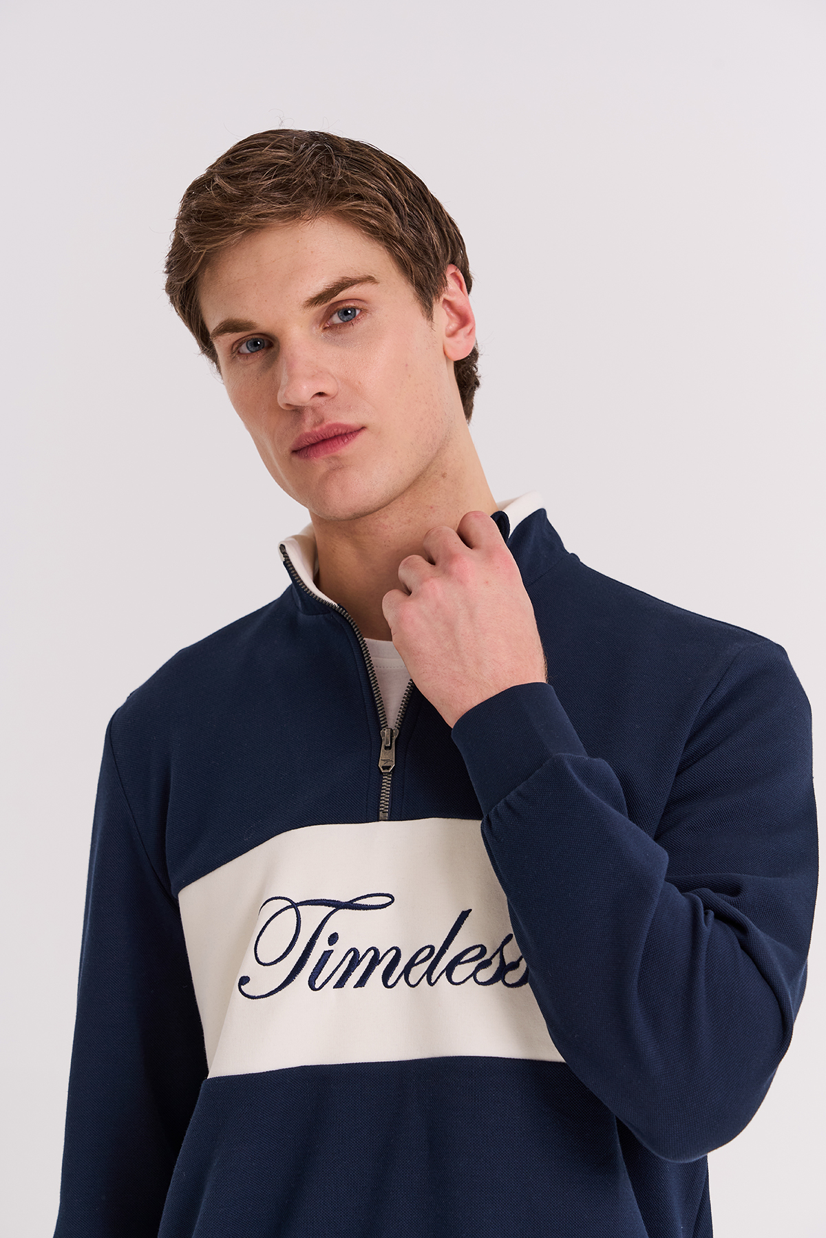 Maraton Regular Erkek Dik Yaka  Lacivert- Sweatshirt