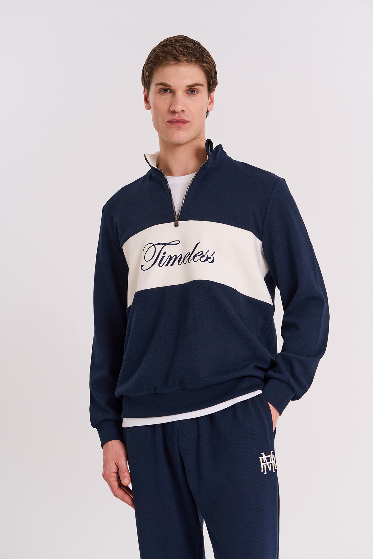 Maraton Regular Erkek Dik Yaka  Lacivert- Sweatshirt