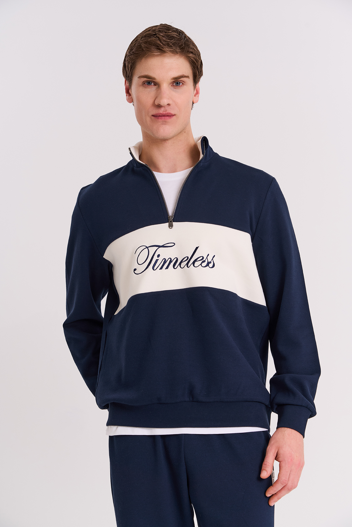 Maraton Regular Erkek Dik Yaka  Lacivert- Sweatshirt