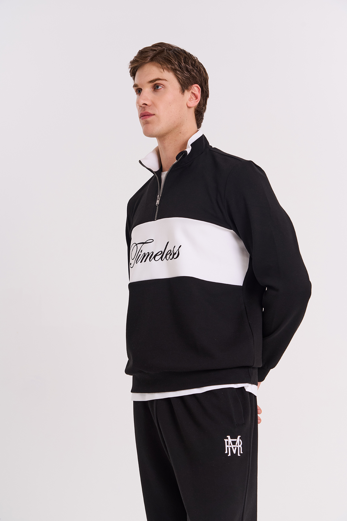 Maraton Regular Erkek Dik Yaka  Siyah- Sweatshirt
