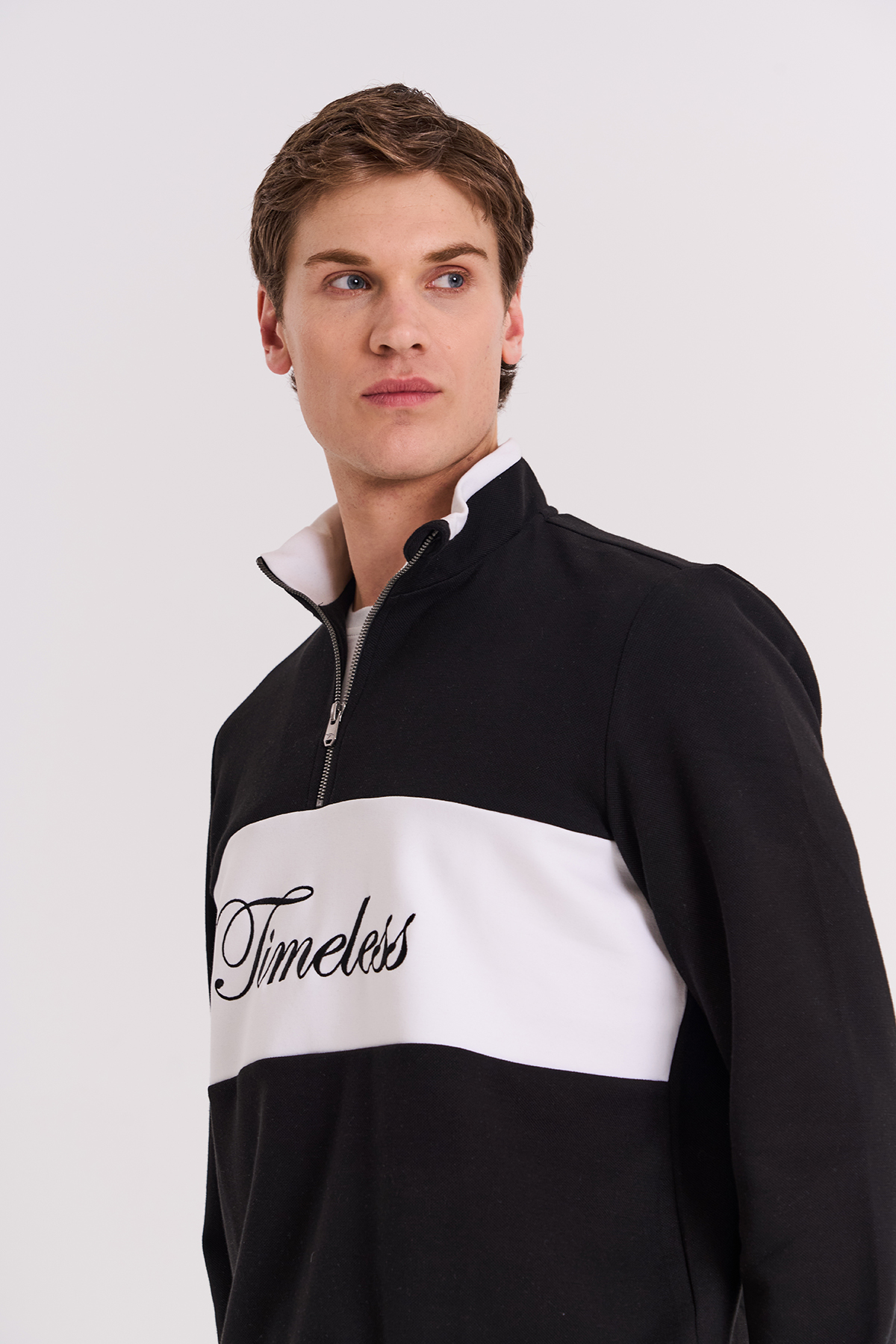 Maraton Regular Erkek Dik Yaka  Siyah- Sweatshirt