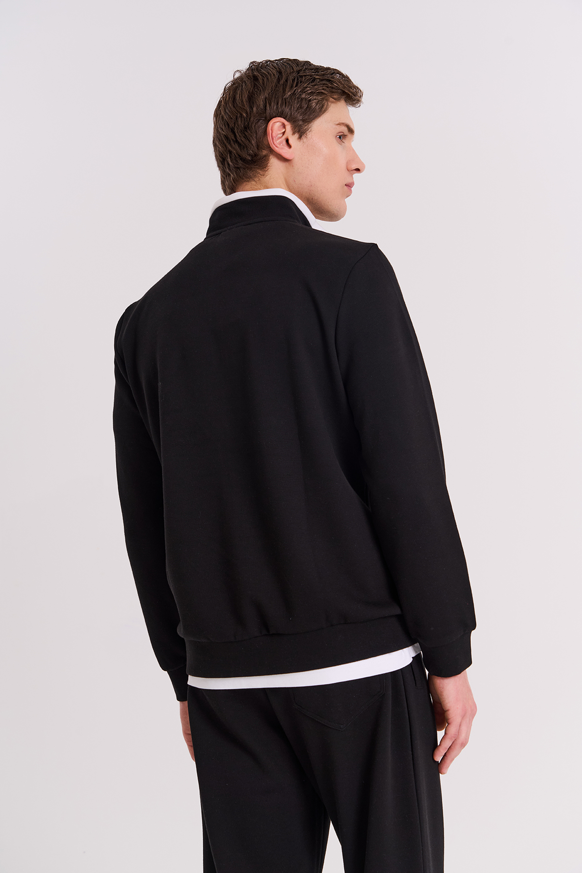 Maraton Regular Erkek Dik Yaka  Siyah- Sweatshirt