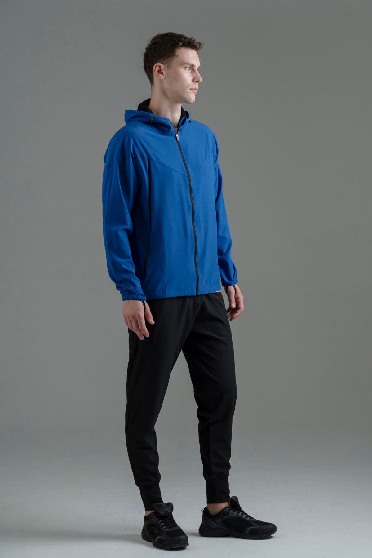 Maraton Regular Erkek Kapüşonlu  Reglan Kol Saks Eşofman Üstü 23544