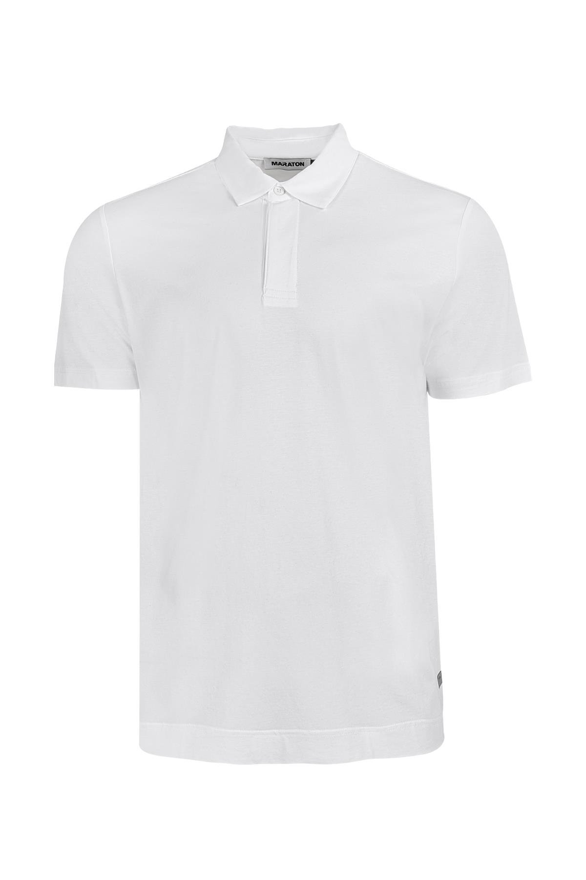 Maraton Regular Erkek Polo Yaka  Kısa Kol Beyaz T-shirt 23639