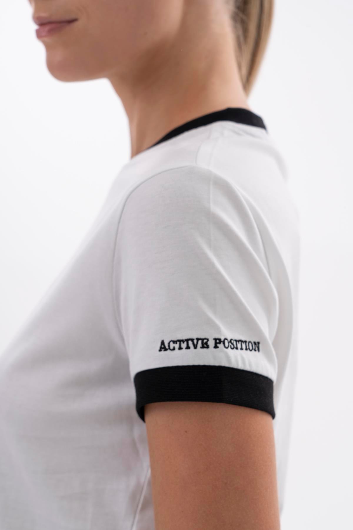 Maraton Regular Kadın Bisiklet Yaka  Beyaz- T-shirt