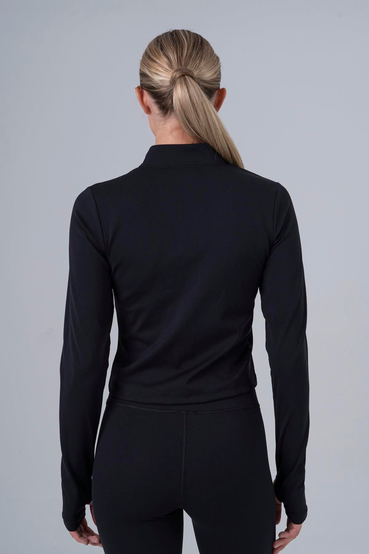 Maraton SlimFit Kadın Dik Yaka  Siyah- Eşofman Üstü