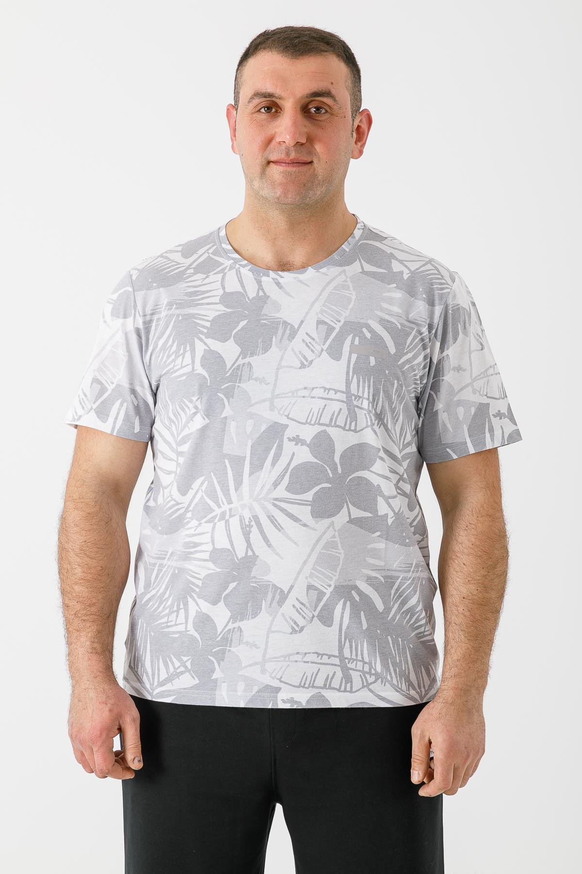 Maraton Sportswear Büyük Beden Erkek Bisiklet Yaka  Kısa Kol Basic T-shirt 19953