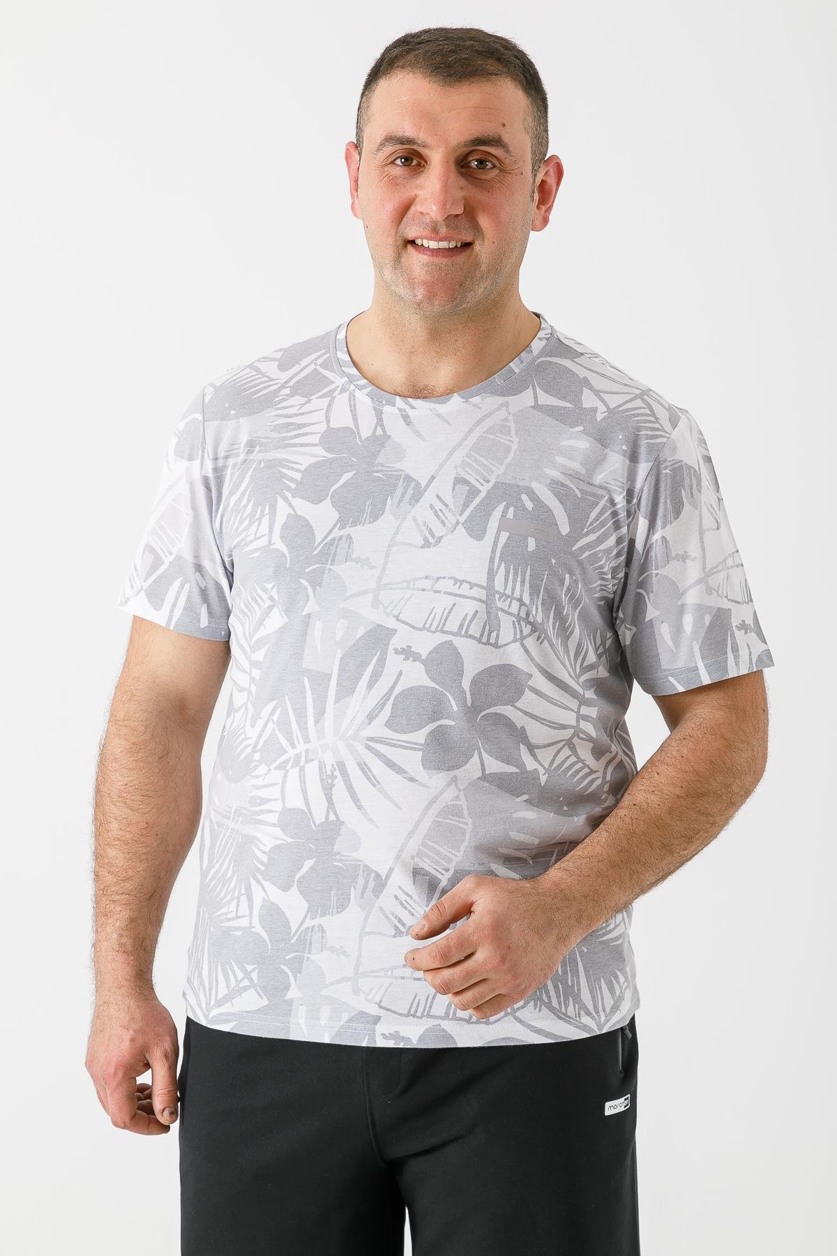 Maraton Sportswear Büyük Beden Erkek Bisiklet Yaka  Kısa Kol Basic T-shirt 19953