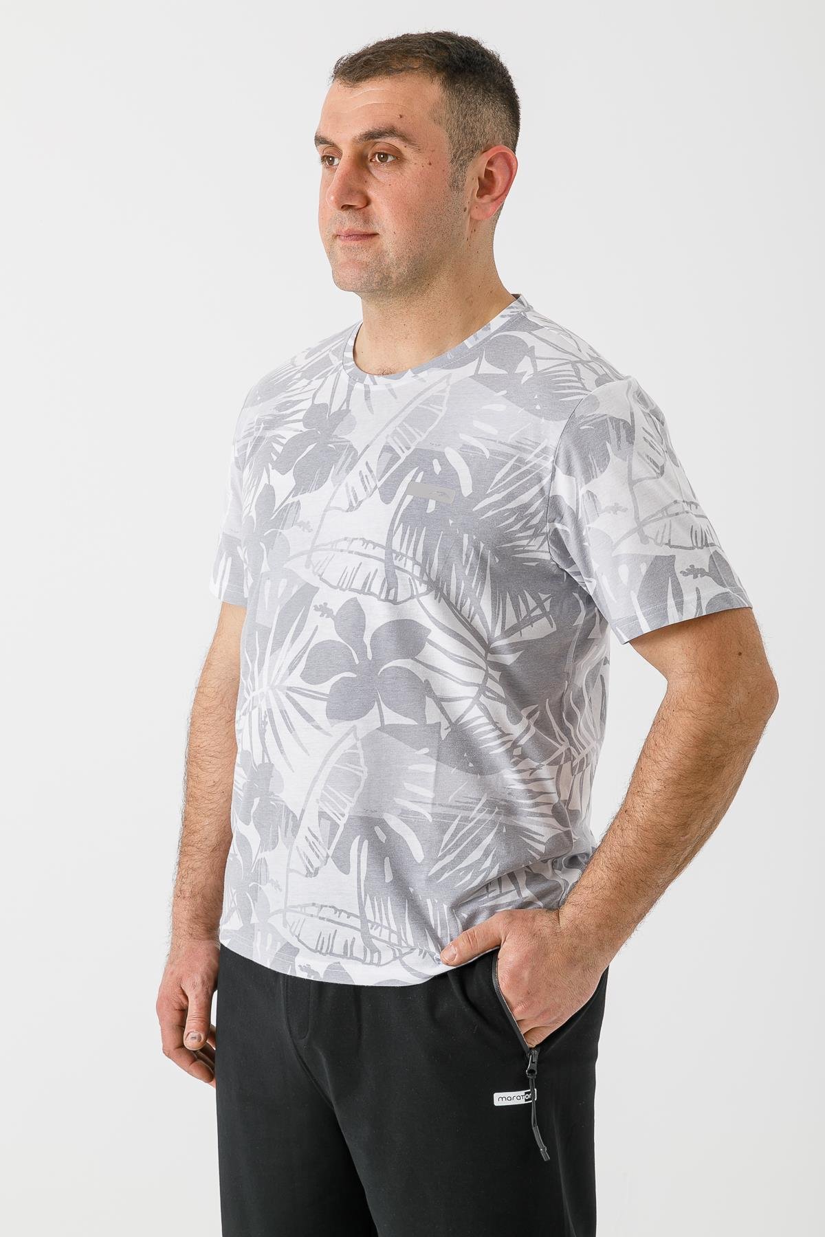 Maraton Sportswear Büyük Beden Erkek Bisiklet Yaka  Kısa Kol Basic T-shirt 19953