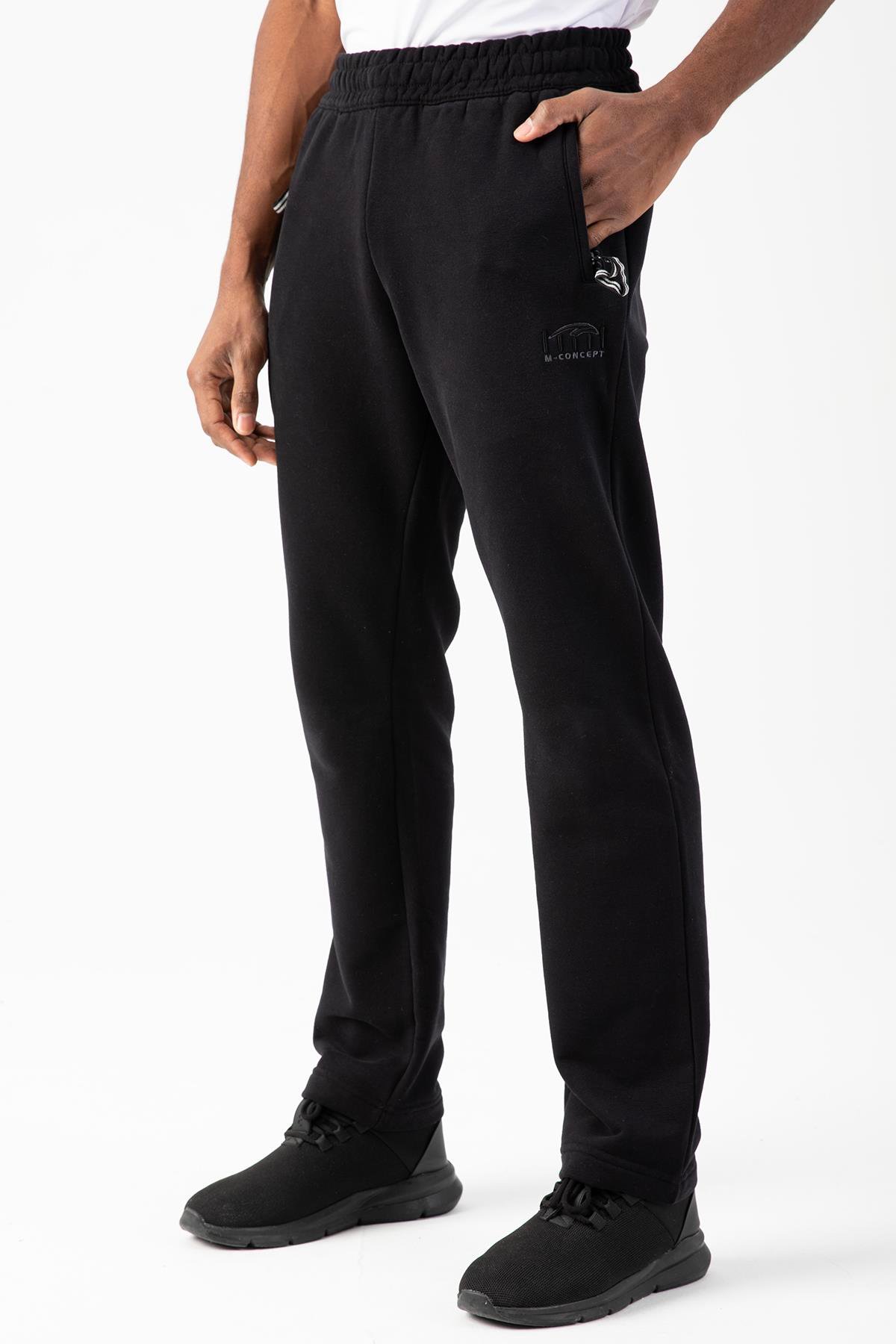 Maraton Sportswear Comfort Erkek  Düz Paça  Basic Siyah Eşofman Altı 21845
