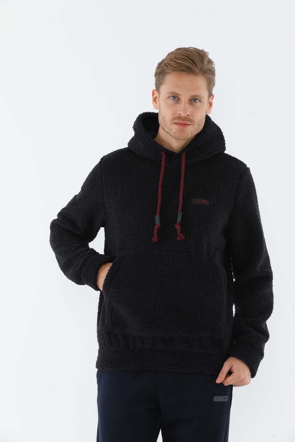 Maraton Sportswear Comfort Erkek Kapşonlu  Uzun Kol Basic Sweatshirt 20229
