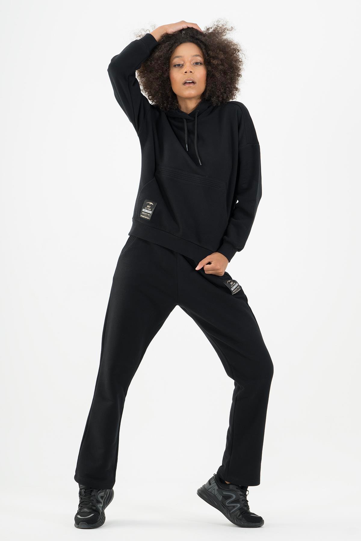 Maraton Sportswear Comfort Kadın Kapşonlu  Uzun Kol Basic Sweatshirt 22952