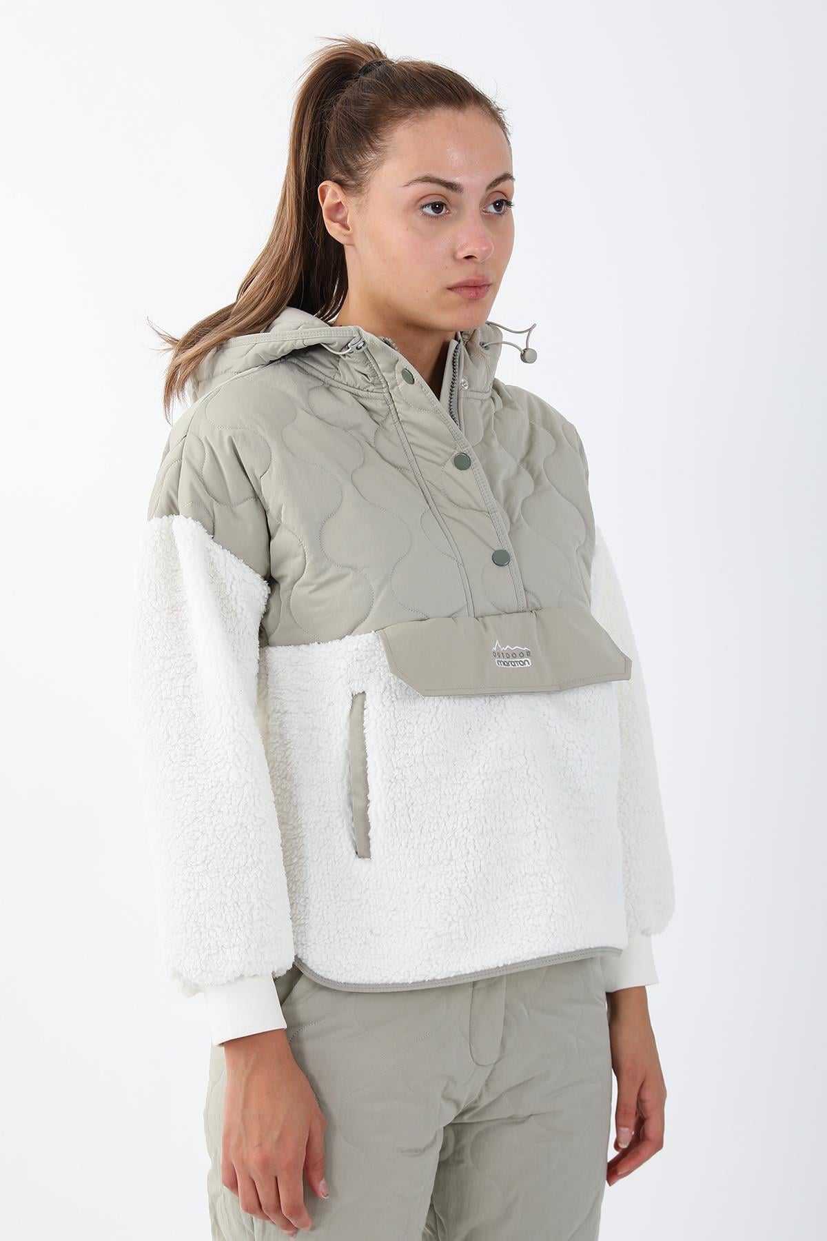 Maraton Sportswear Comfort Kadın Kapşonlu  Uzun Kol Outdoor Sweatshirt 21441
