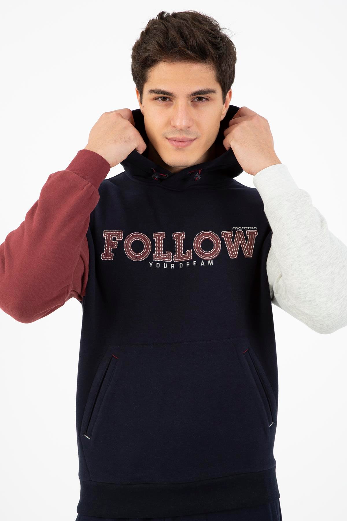 Maraton Sportswear Oversize Erkek Kapşonlu  Uzun Kol  Sweatshirt 21367