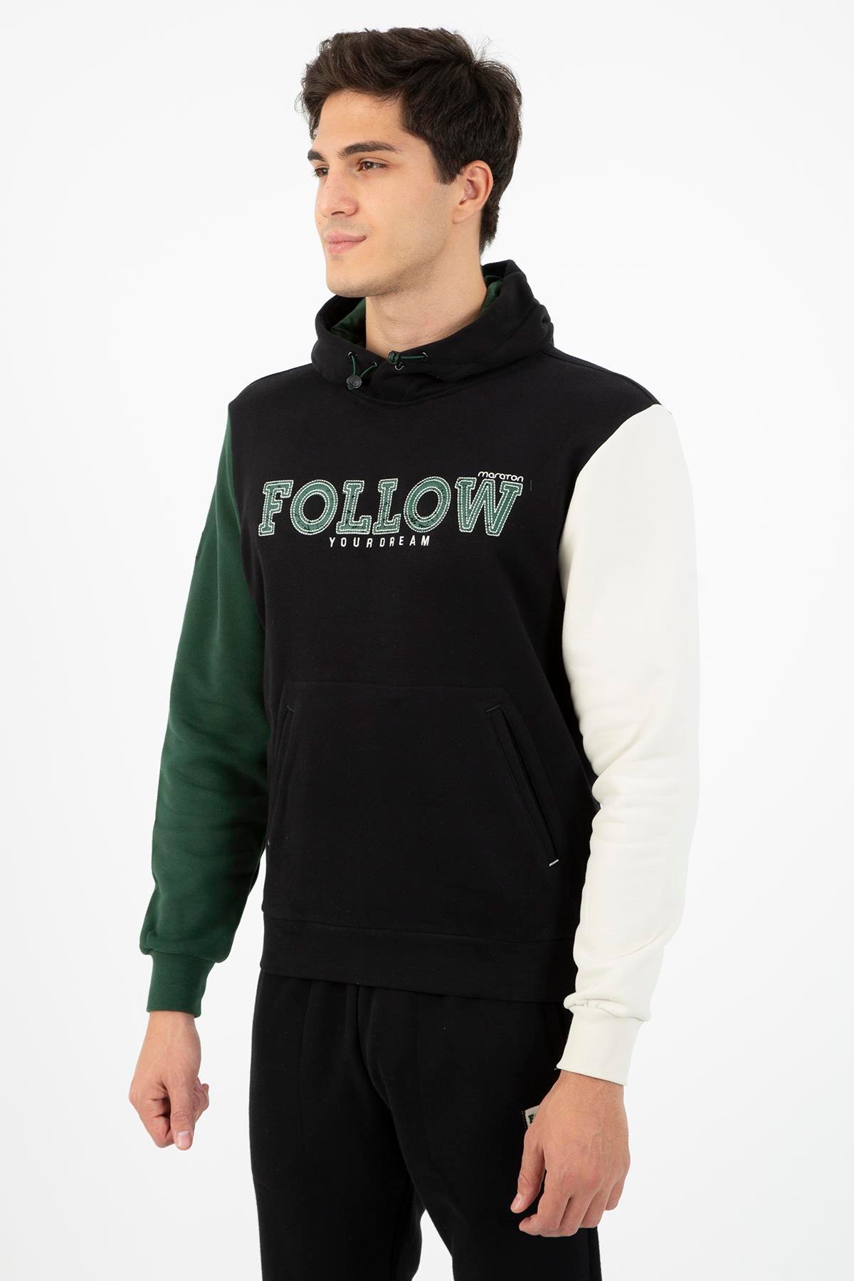 Maraton Sportswear Oversize Erkek Kapşonlu  Uzun Kol  Sweatshirt 21367