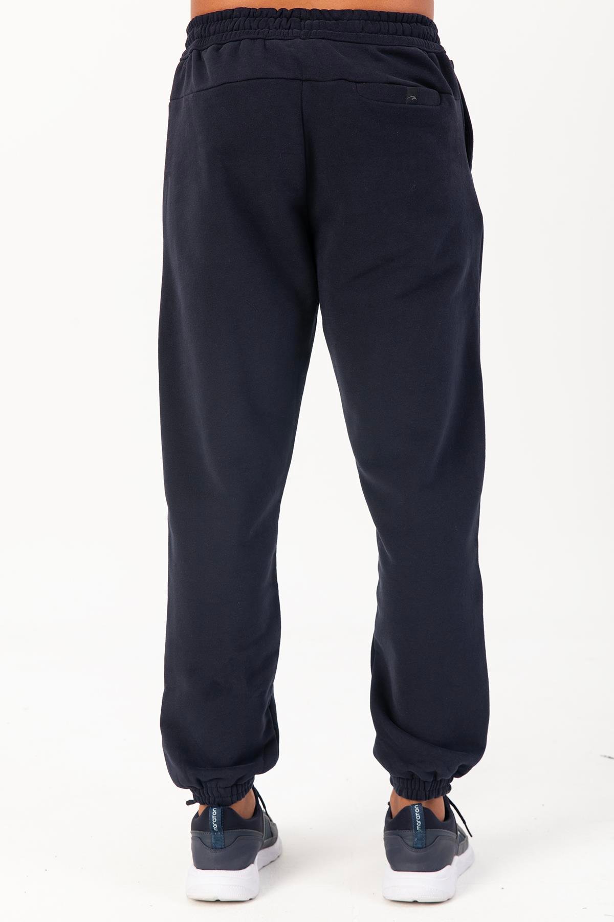 Maraton Sportswear Oversize Erkek  Lastik Paça  Basic Lacivert Eşofman Altı 22398